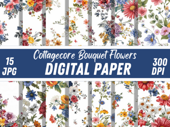 Bouquet Flower Cottagecore Paper Pattern: A Versatile Digital Asset for Every Creative Project