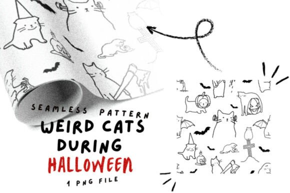 Cat Halloween Seamless Pattern Doodles: The Spooky Twist Your Creative Projects Need