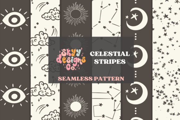 Celestial Stripes Seamless Pattern: Elevate Your Creative Projects with Boho Neutral Designs