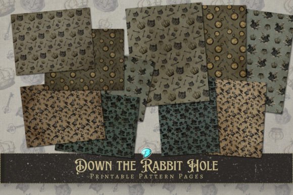 Down the Rabbit Hole Patterned Pages: A Creative Companion for Digital Crafting