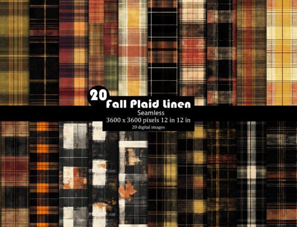 Fall Plaid Linen Seamless Backgrounds