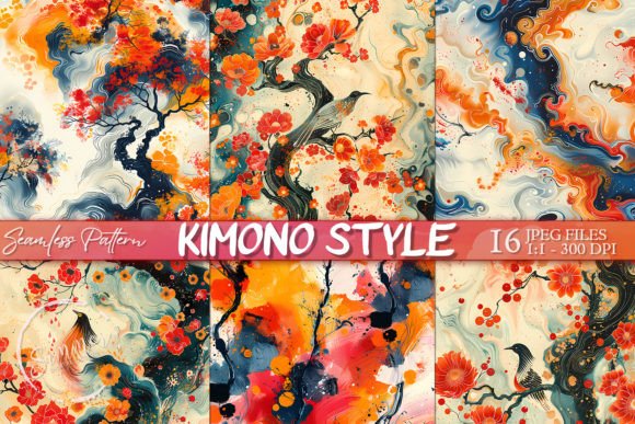 Kimono Fabric Floral Seamless Pattern