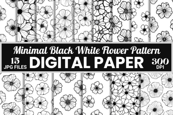 Minimal Black White Flower Pattern for Modern Design