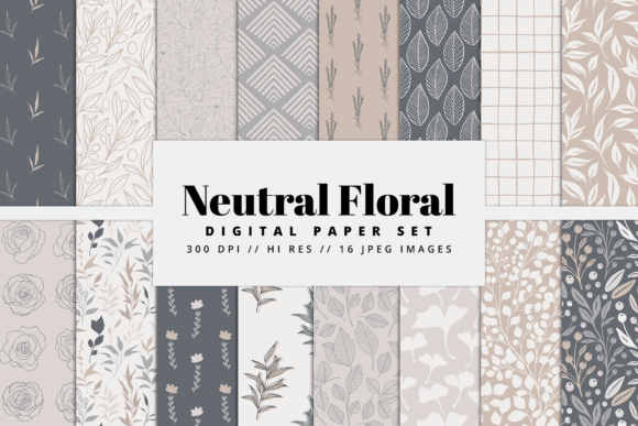 Neutral Floral Digital Paper Set