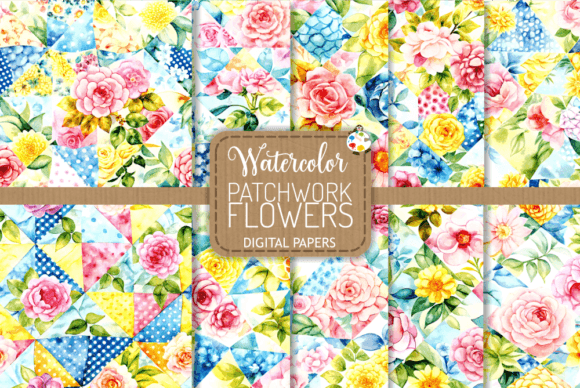 Patchwork Flowers - Watercolor Quilt Art: Bringing Rustic Elegance to Your Creative Projects