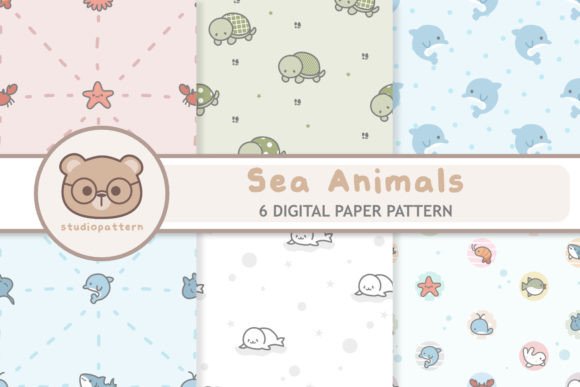 Sea Animal Seamless Pattern Set for Creatives