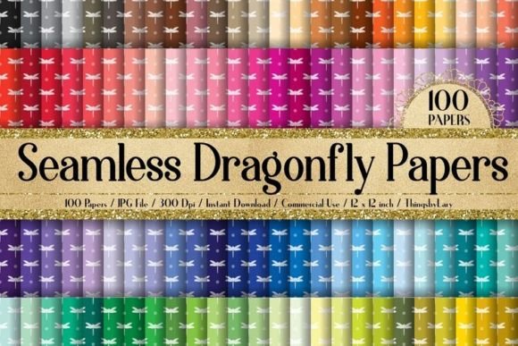 Seamless Dragonfly Digital Papers