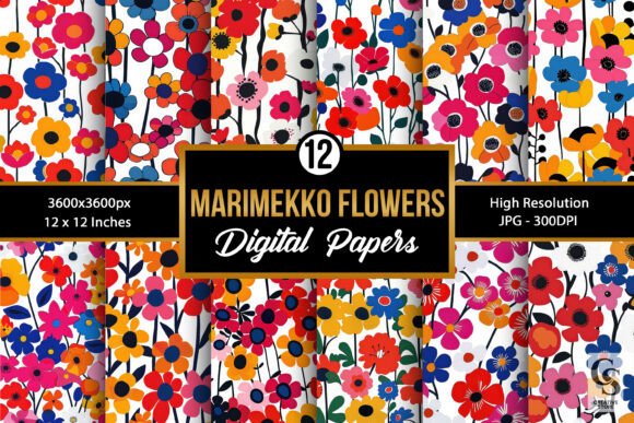 Unlocking Creative Potential with Bright Marimekko Flowers Digital Papers