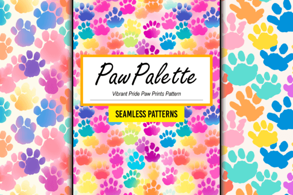Vibrant Pride Paw Print Seamless Pattern